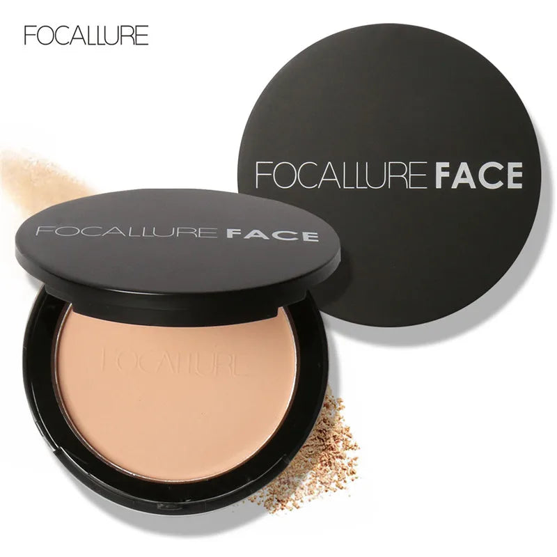 Focallure 3 Colors Face Pressed Powder Oil Control Makeup Mineral Powder Natural Concealer Contour Face Cosmetics